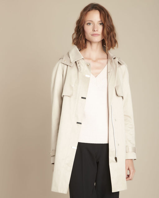 Trenchcoat mit kapuze beige quesia beige.