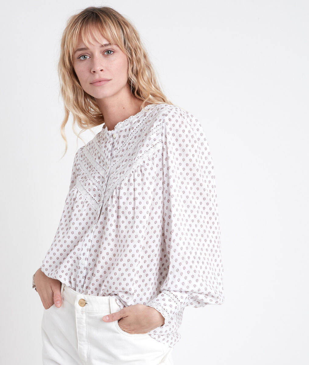Blouse écrue imprimée Tomy | 1-2-3 Blouse écrue imprimée Tomy PhotoZ | 1-2-3