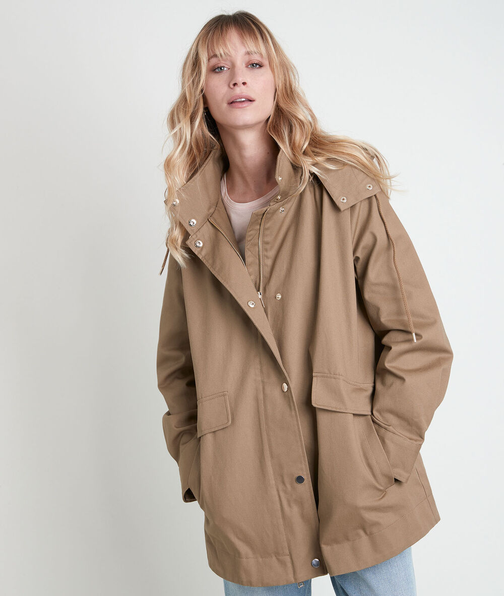 Beigefarbener parka aus baumwolle naelia amande.