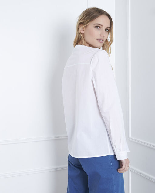 Blouse écrue plastron brodé vahina ecru.