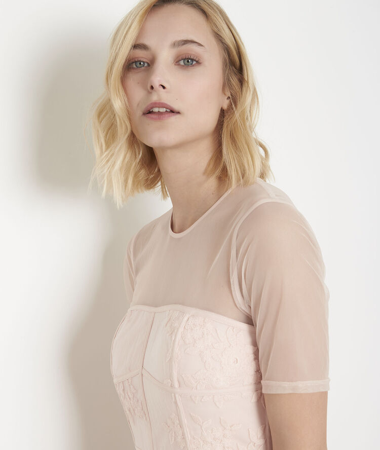 Robe poudre dentelle et tulle hester poudre.