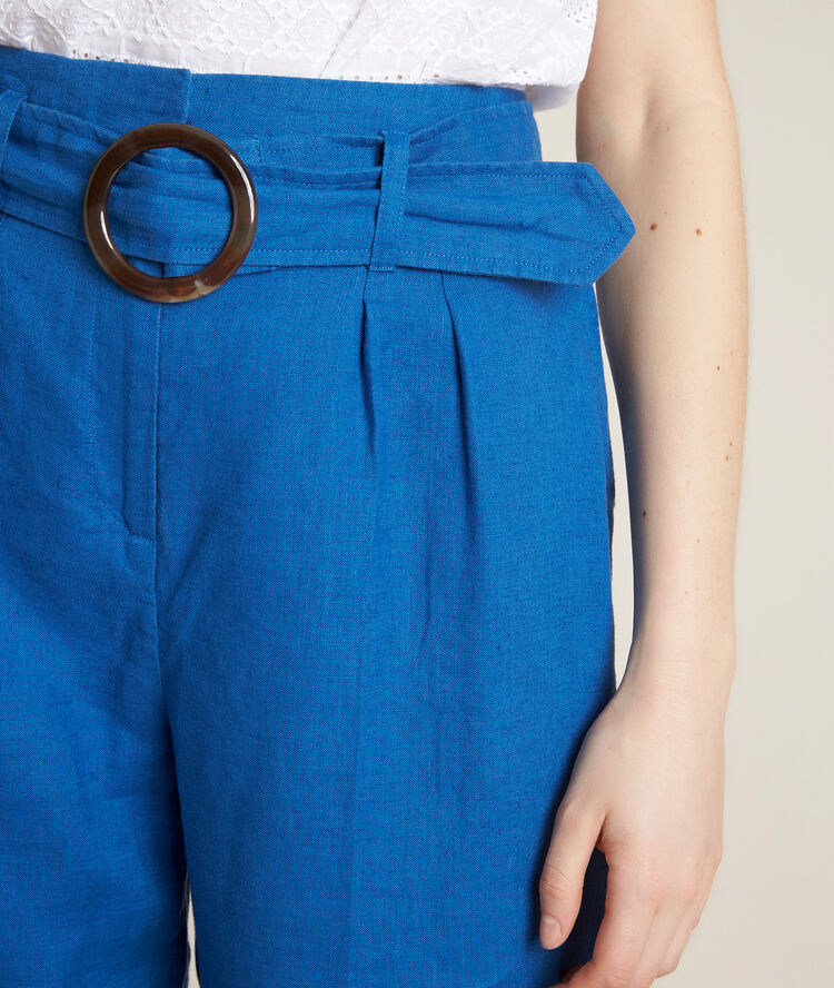 Pantalon en lin ceinturé ilea cassis.