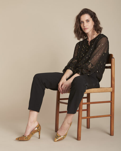 Zwart overhemd met goudkleurige print Melissa (2) - Maison 123