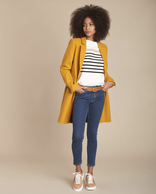 Pull ray&eacute; en lurex fregate ecru.