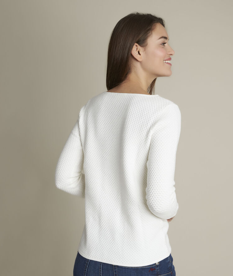 Pull col bateau doudou blanc casse.