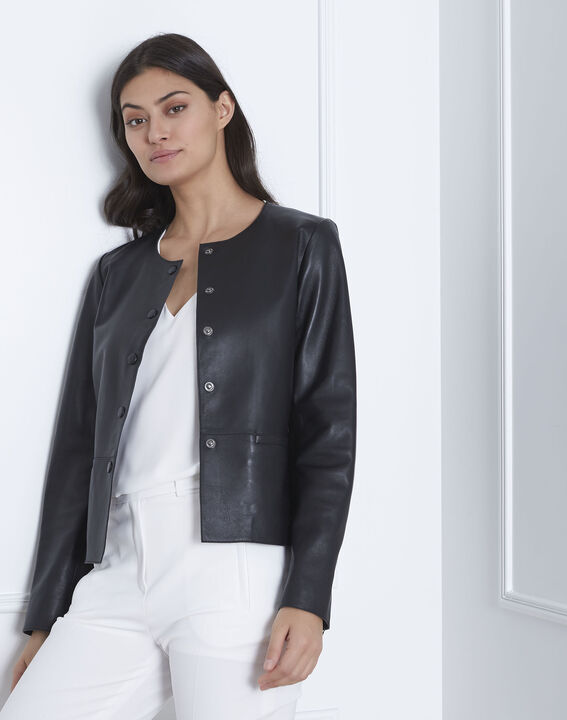 Veste noire cuir Thea | 1-2-3 Veste noire cuir Thea PhotoZ | 1-2-3