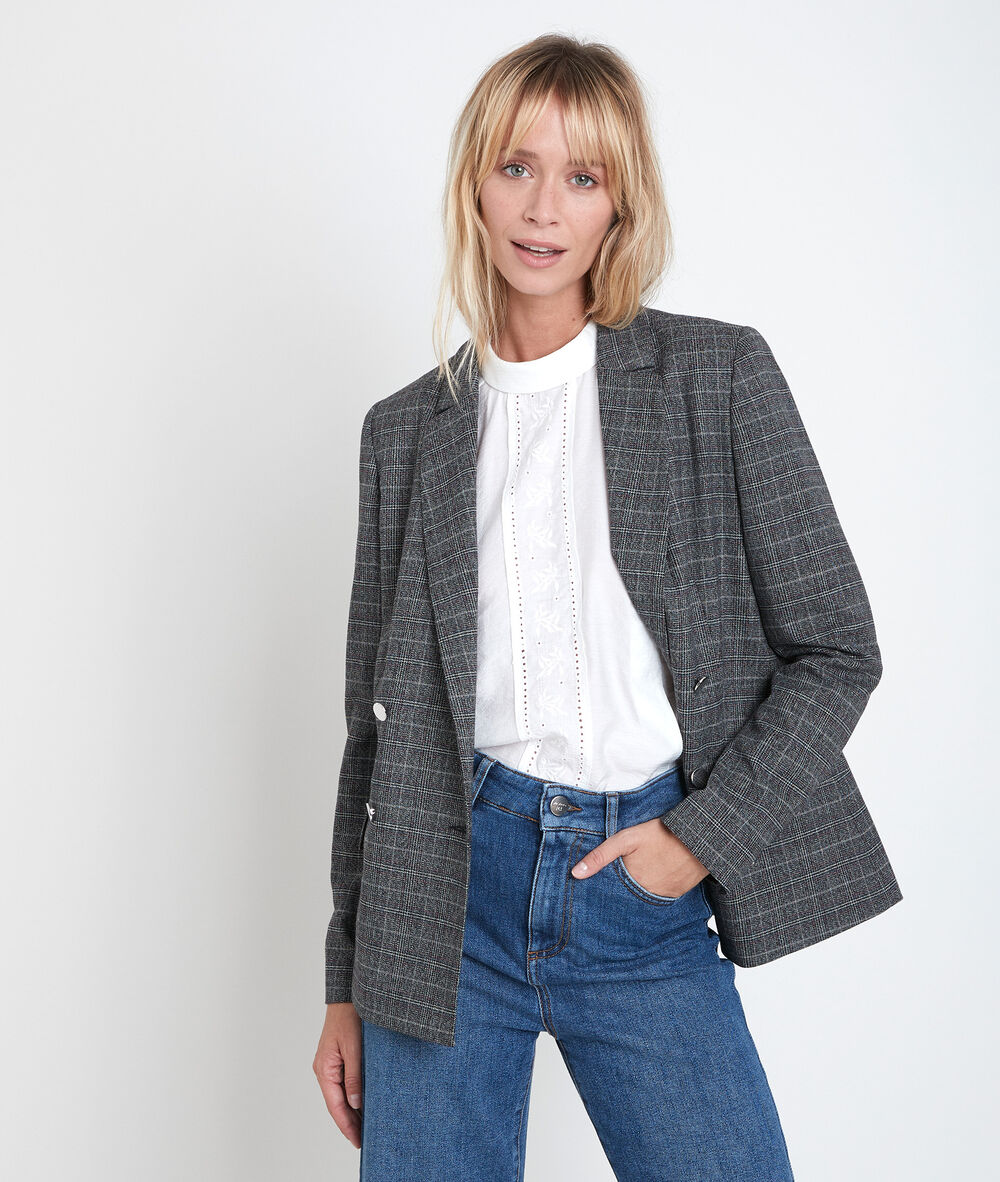 Veste à carreaux tracy anthracite.