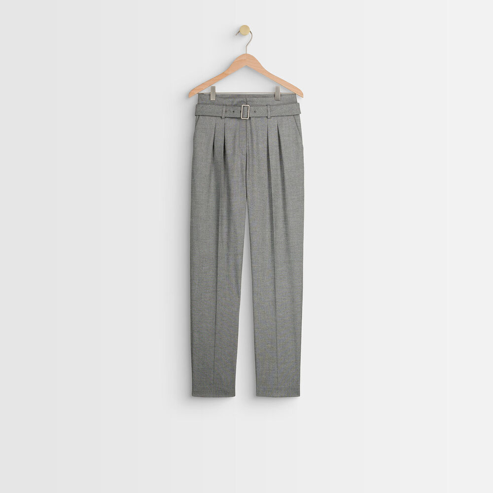 Pantalon cigarette fil à fil iris gris pale.