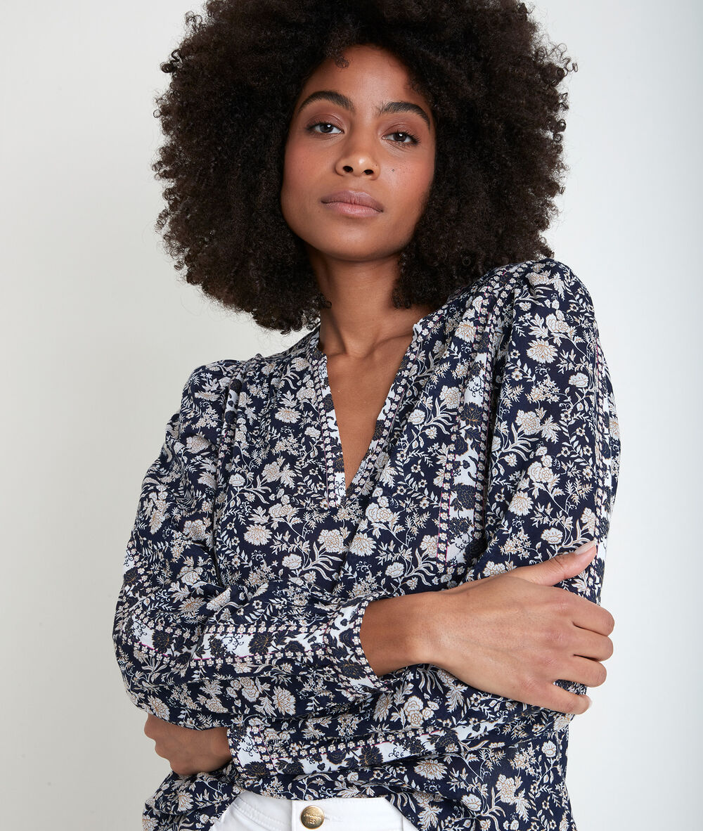 Blouse marine imprimé fleuri tippi marine.
