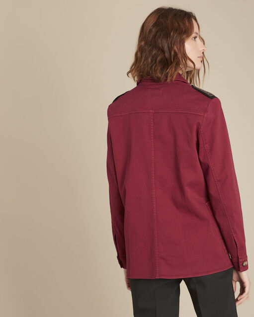 Veste évasée merlot biscuit bordeaux.
