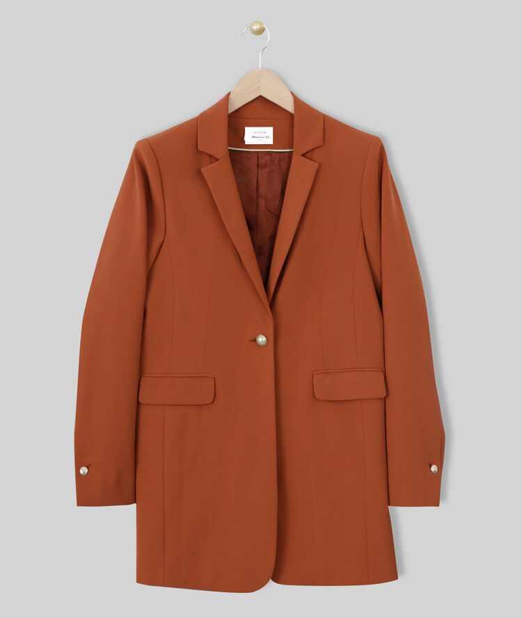 Veste de tailleur en microfibre acajou baya caramel.