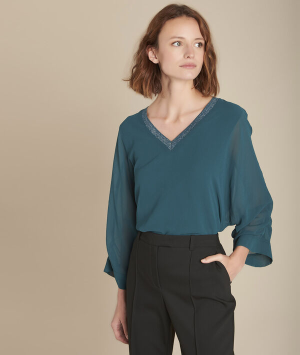 Blouse cyprès col V brillant Mara | 1-2-3 Blouse cyprès col V brillant Mara PhotoZ | 1-2-3