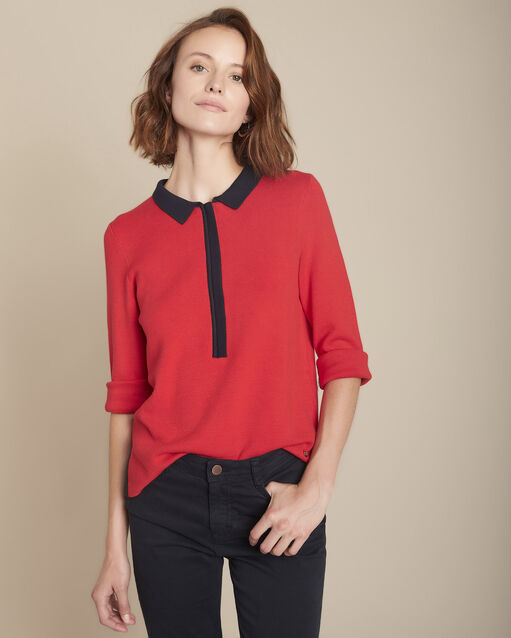 Roter milano-pullover mit polokragen formule rot.