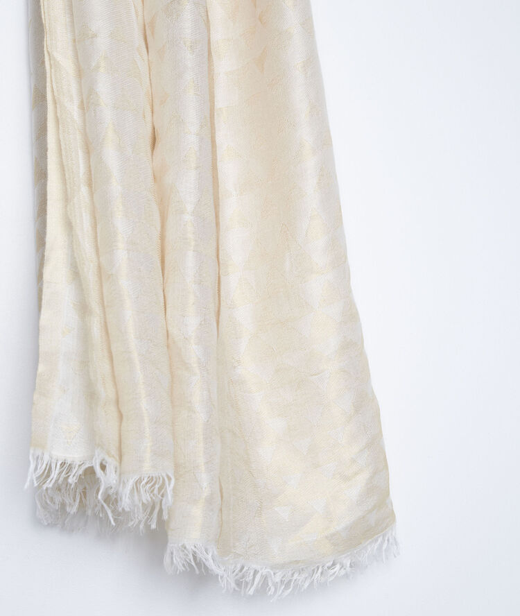 Sjaal met glanzende print girale gris/blanc.