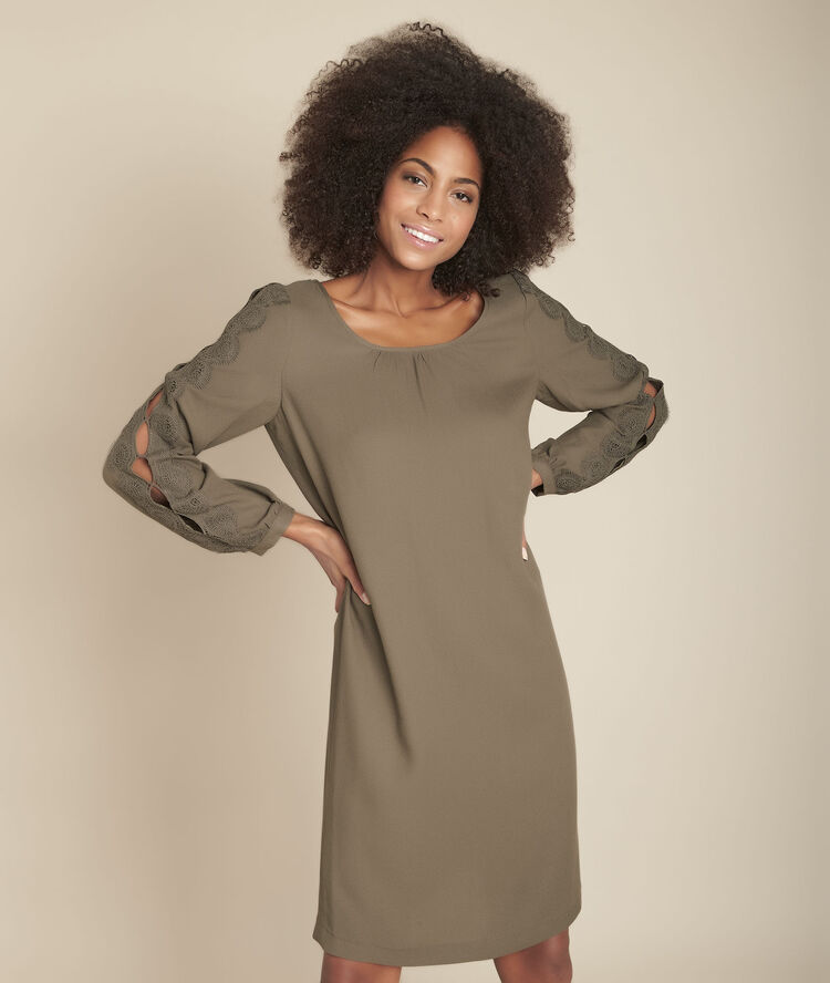 Soepele kaki straight-fit jurk istoria kaki.