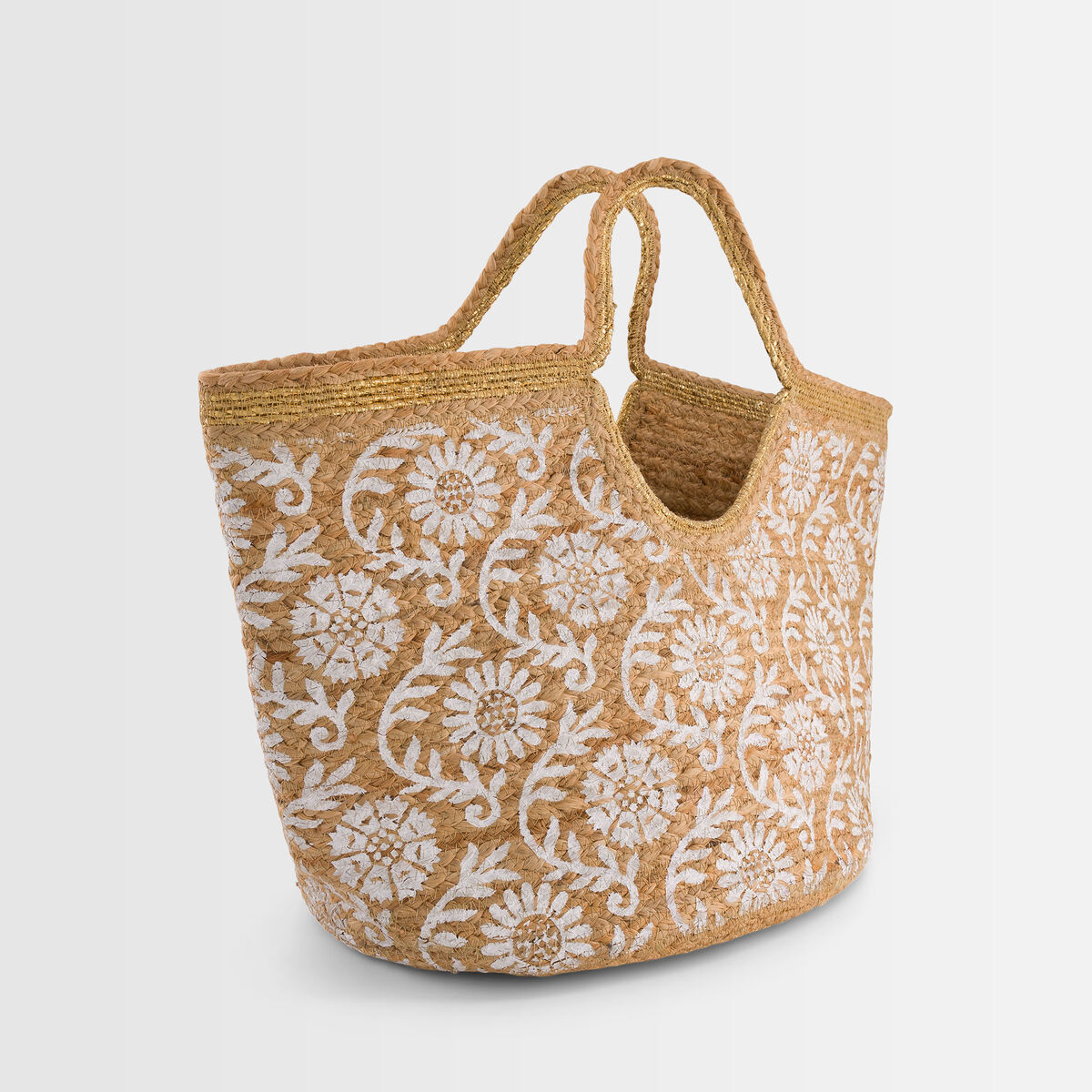 Panier en jute imprimé fleuri Diego | 1-2-3 Panier en jute imprimé fleuri Diego PhotoZ | 1-2-3