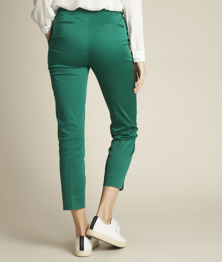 Pantalon cigarette émeraude rubis sauge.