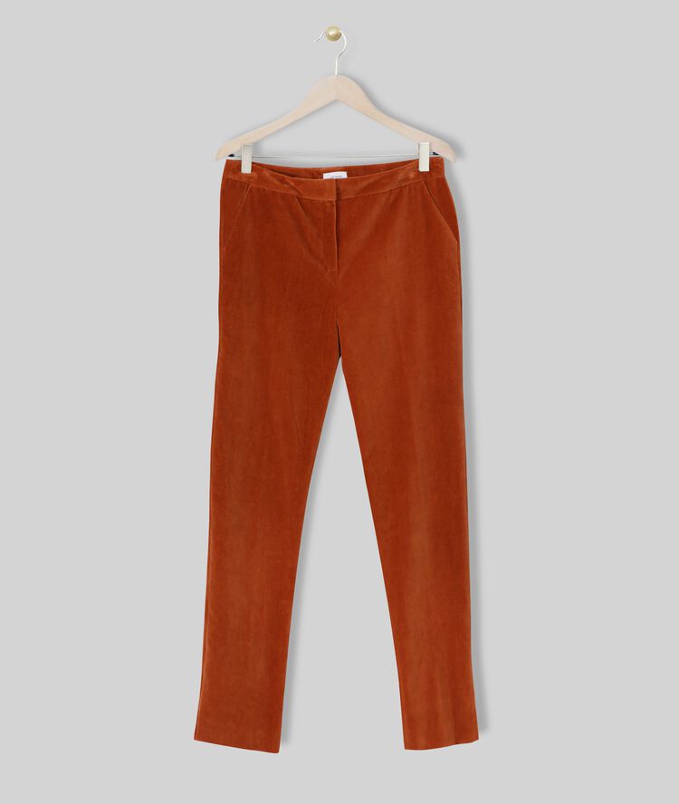 Pantalon droit en velours acajou ethan caramel.