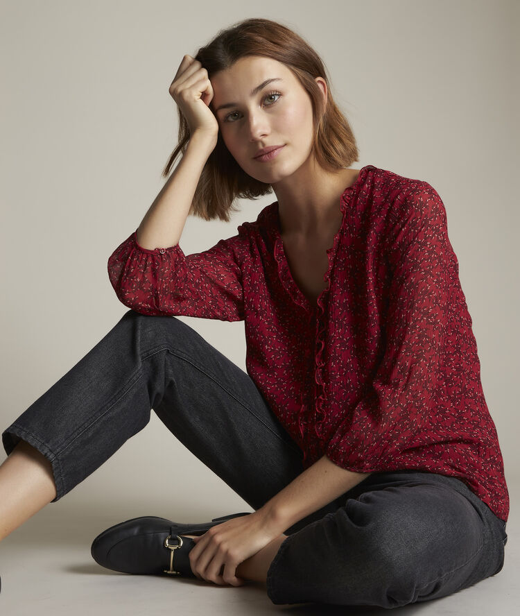 Blouse imprimée marie fuchsia clair.