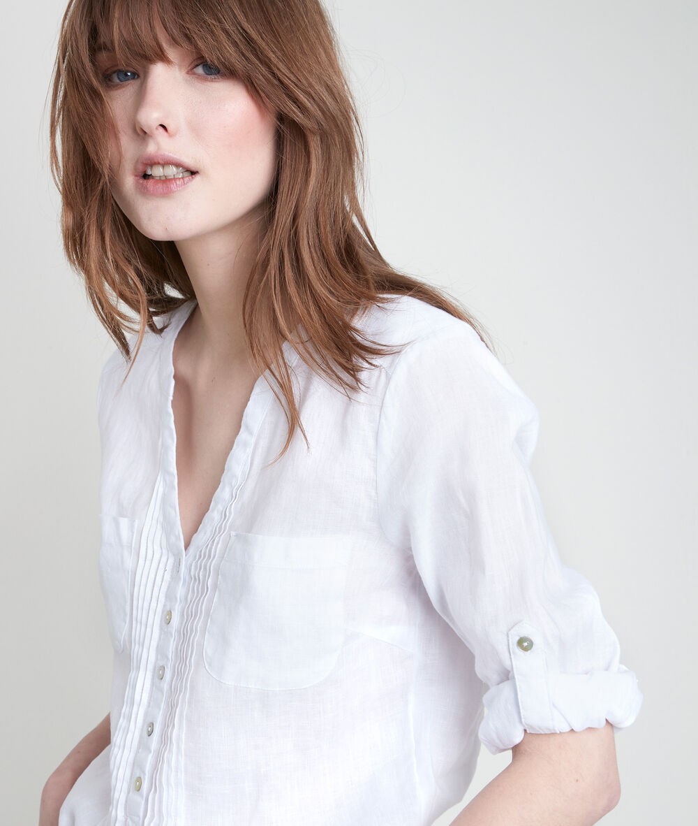 Blouse en lin blanche roma blanc.