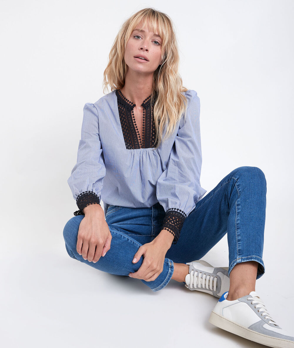 Blouse rayée jaya marine.