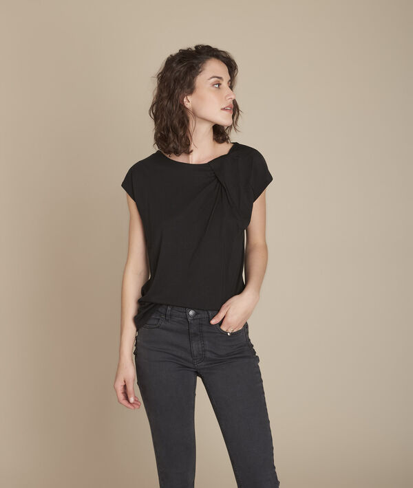 Tee-shirt noir drapé Caline | 1-2-3 Tee-shirt noir drapé Caline PhotoZ | 1-2-3
