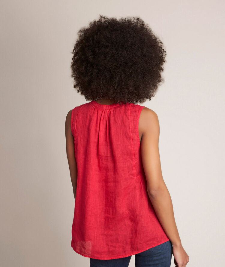 Top rouge en lin eloane fuchsia fonce.