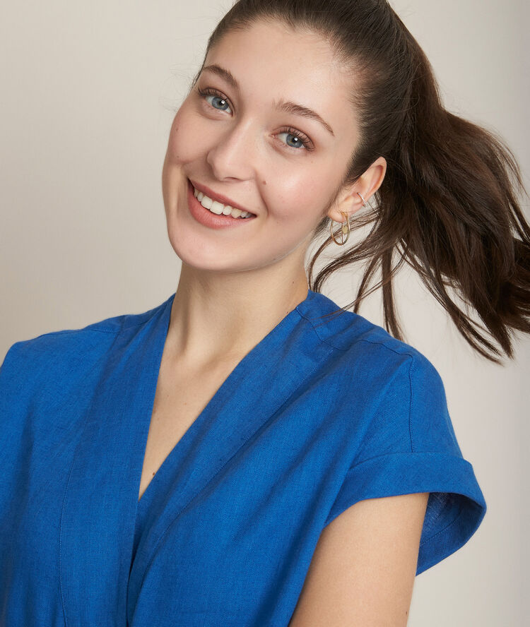 Robe en lin bleue christina cassis.