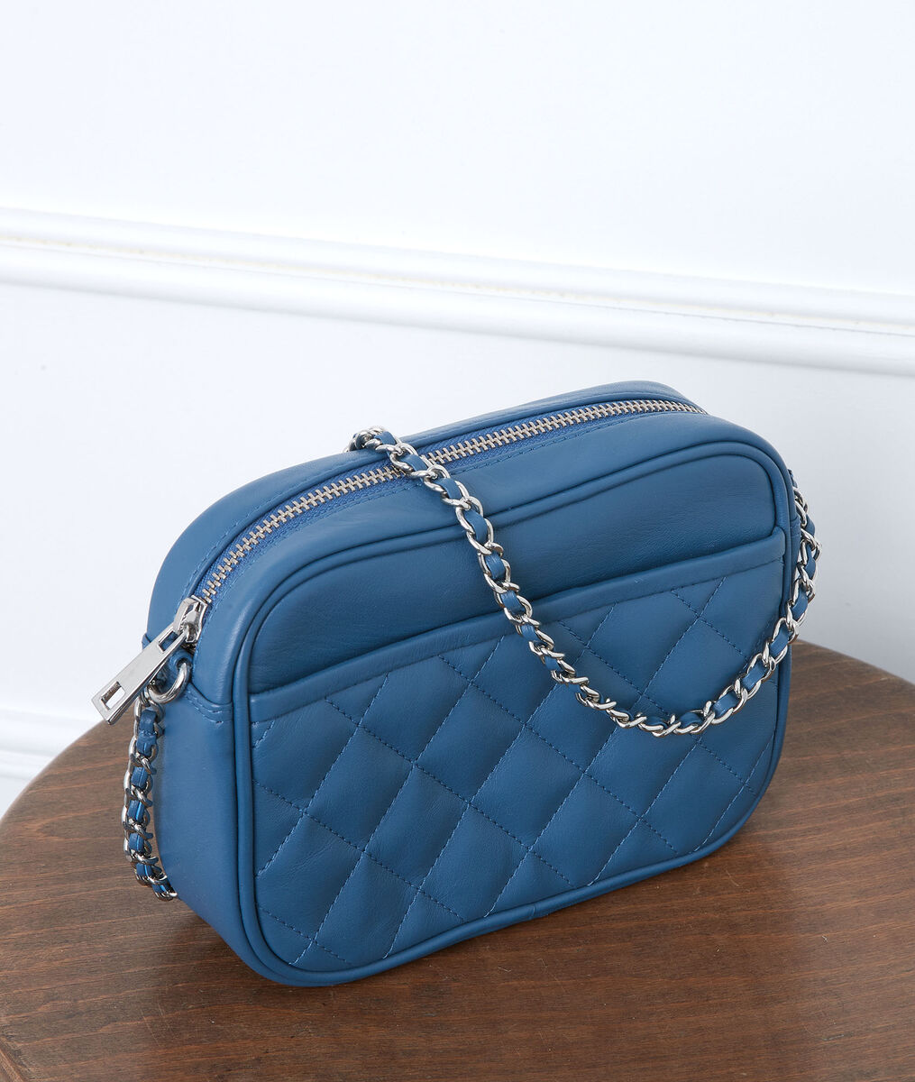 Pochette en cuir matelassée ciel Dan | 1-2-3 Pochette en cuir matelassée ciel Dan PhotoZ | 1-2-3