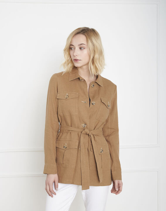 Veste saharienne camel en lin Farah | 1-2-3 Veste saharienne camel en lin Farah PhotoZ | 1-2-3