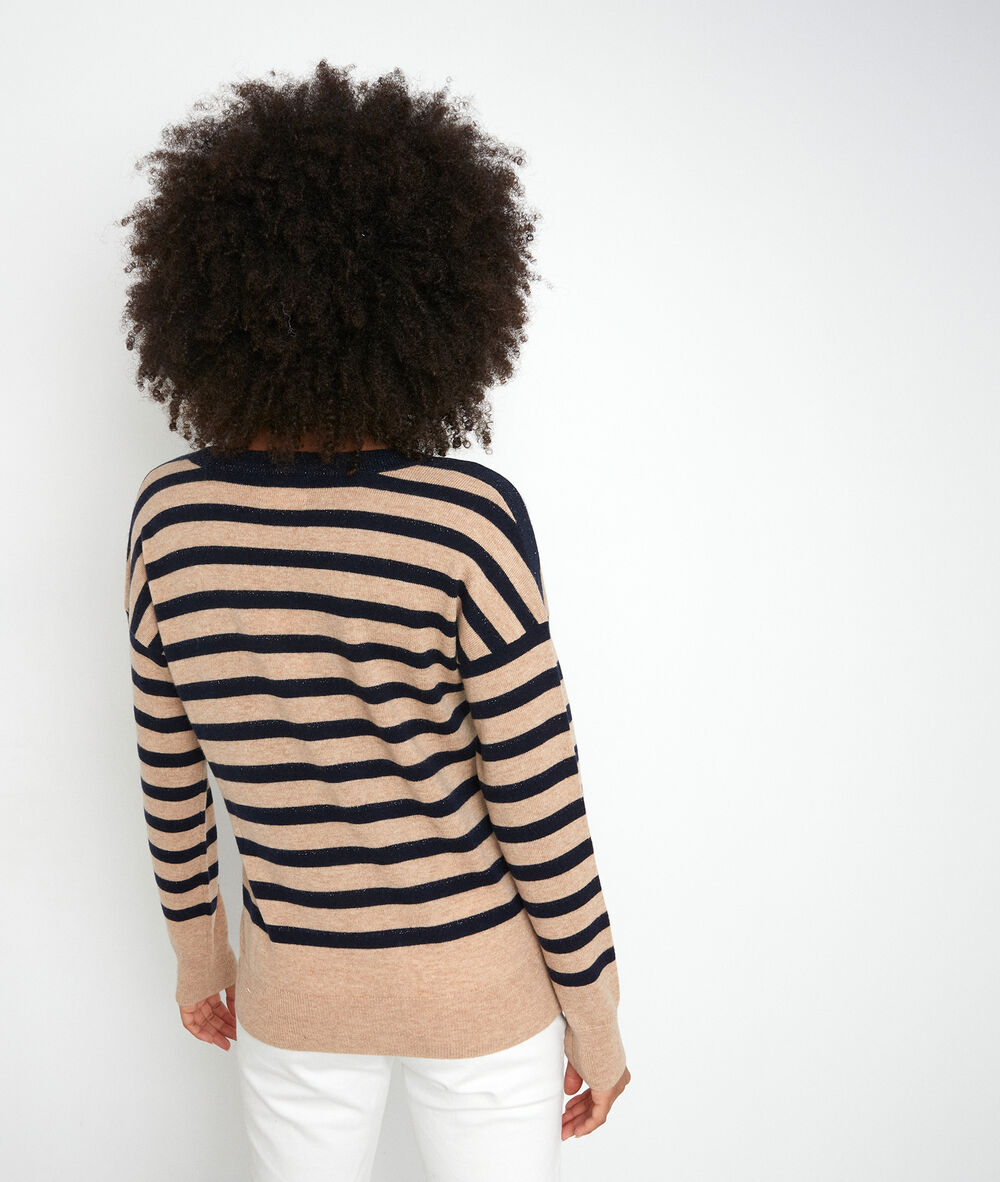 Pull marinière en laine et cachemire recyclé camel tarah camel clair.