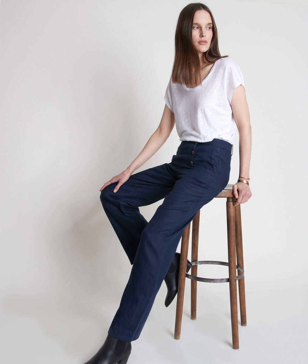 Pantalon à ponts en lin certifié Iber | 1-2-3 Pantalon à ponts en lin certifié Iber PhotoZ | 1-2-3