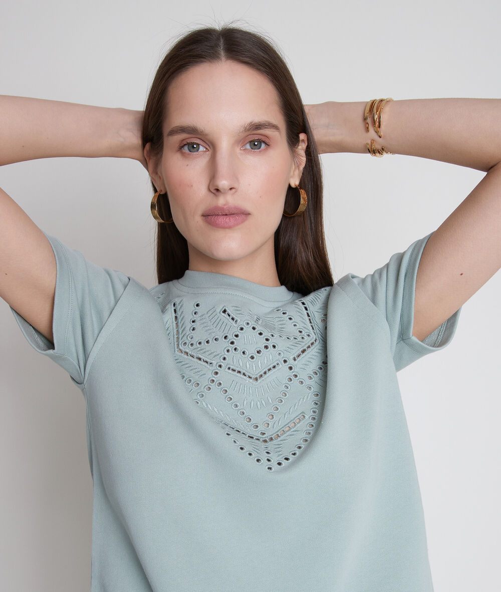 Tee-shirt en coton épais et broderies jade elsa jade.