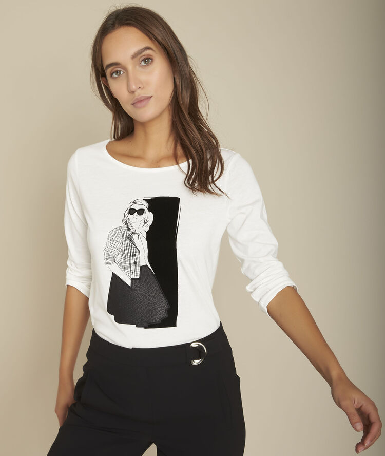 Ecru t-shirt met zeefdruk christie ecru.