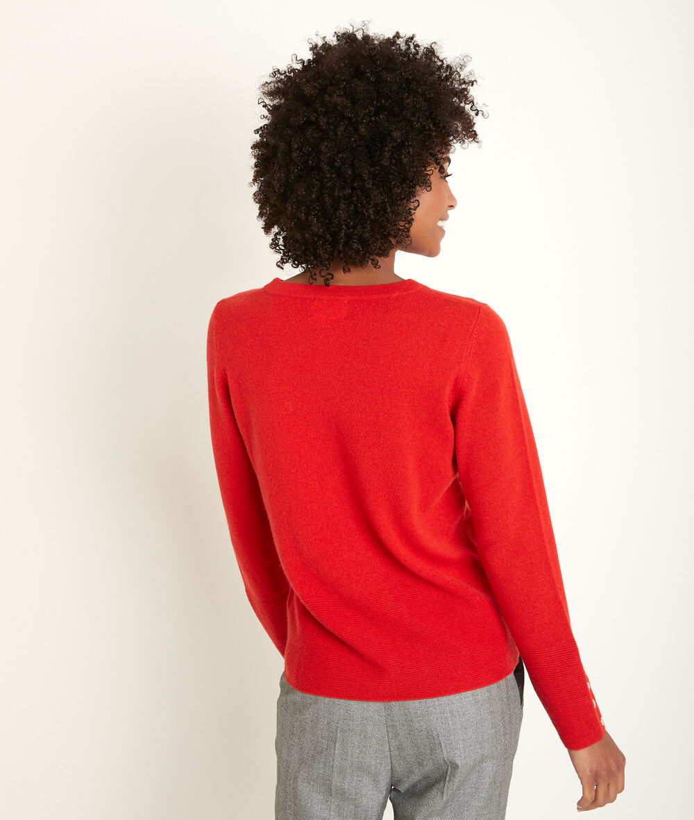Pull en cachemire orange river geranium.