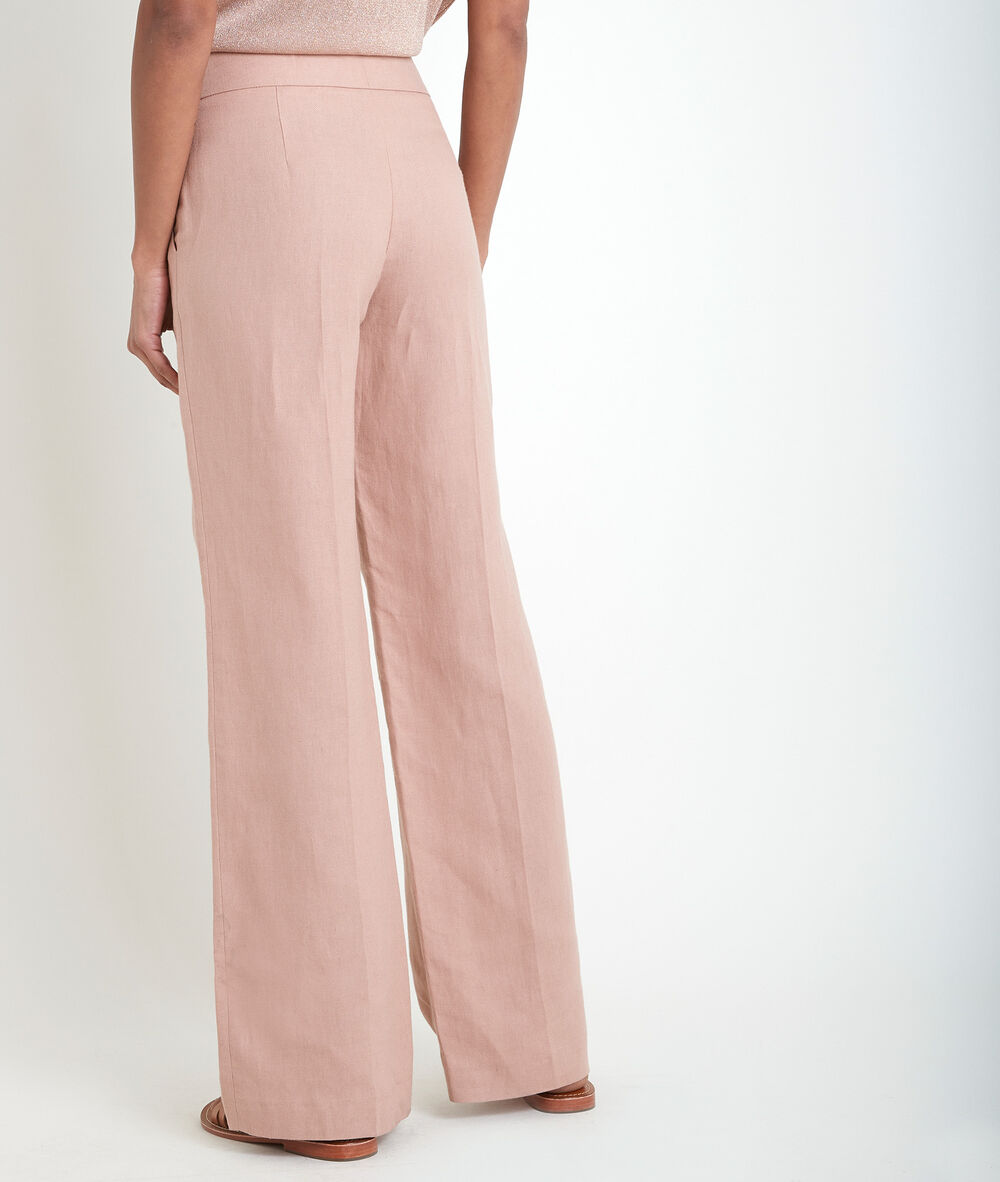 Pantalon large rose en coton et lin galaxy blush.