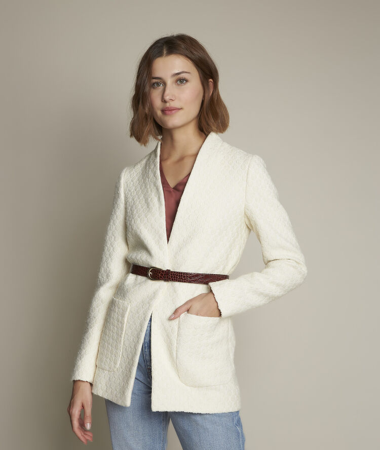 Veste longue dame ecru.