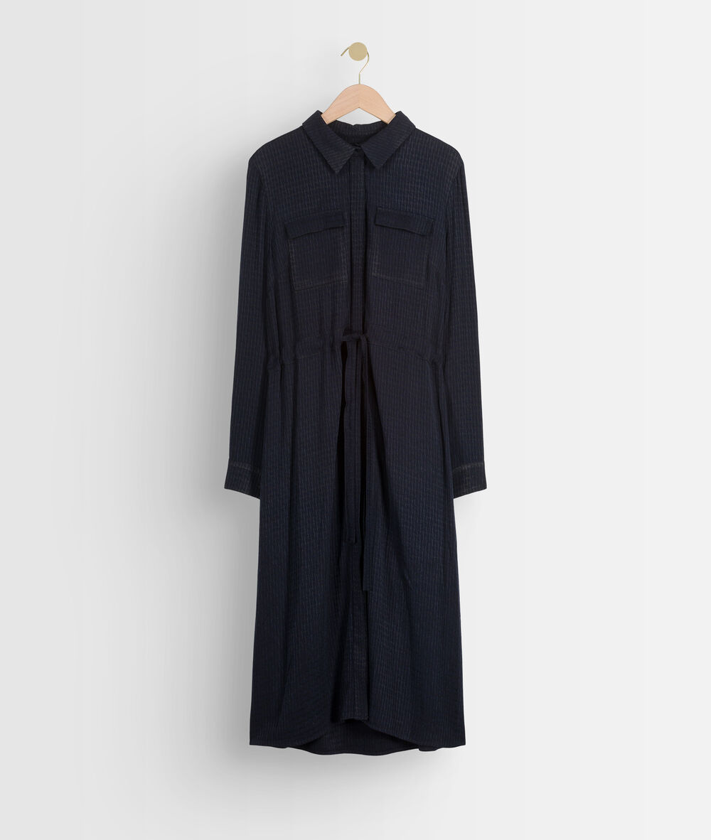 Robe mi-longue bleu marine sylvie marine.