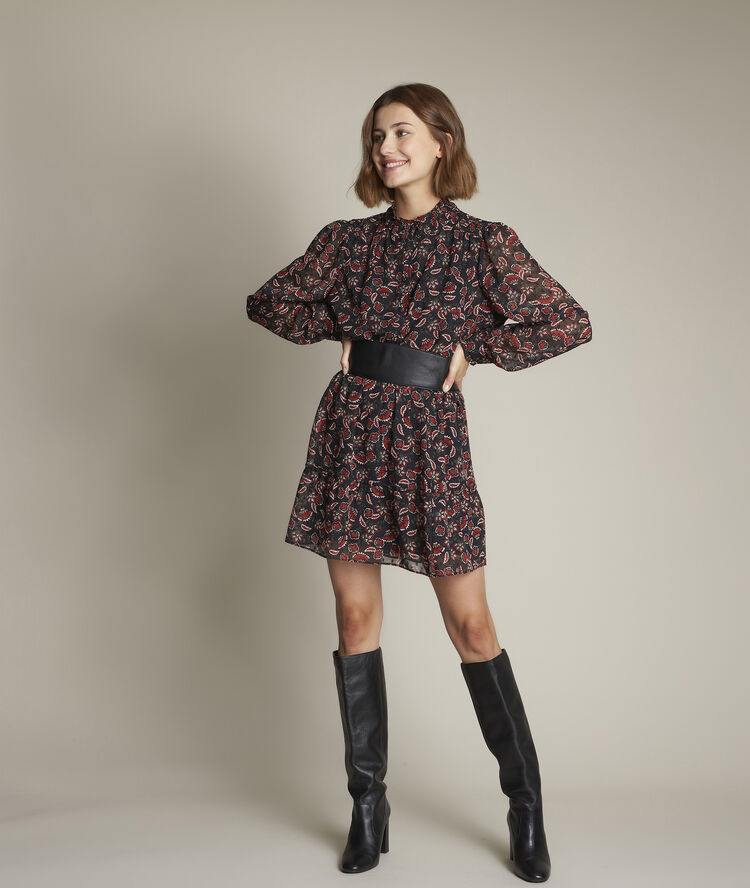 Blouse imprim&eacute;e eve marie noir.