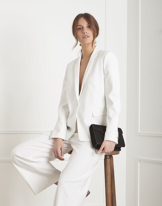 Veste blanche microfibre boutons dorés Christie | 1-2-3 Veste blanche microfibre boutons dorés Christie PhotoZ | 1-2-3