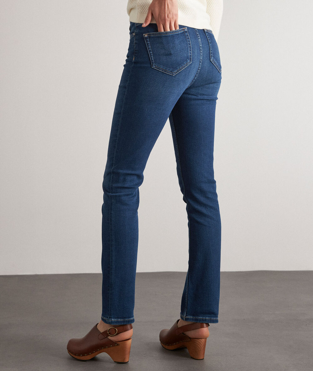 Jean droit bleu médium délavé sonia denim brut.