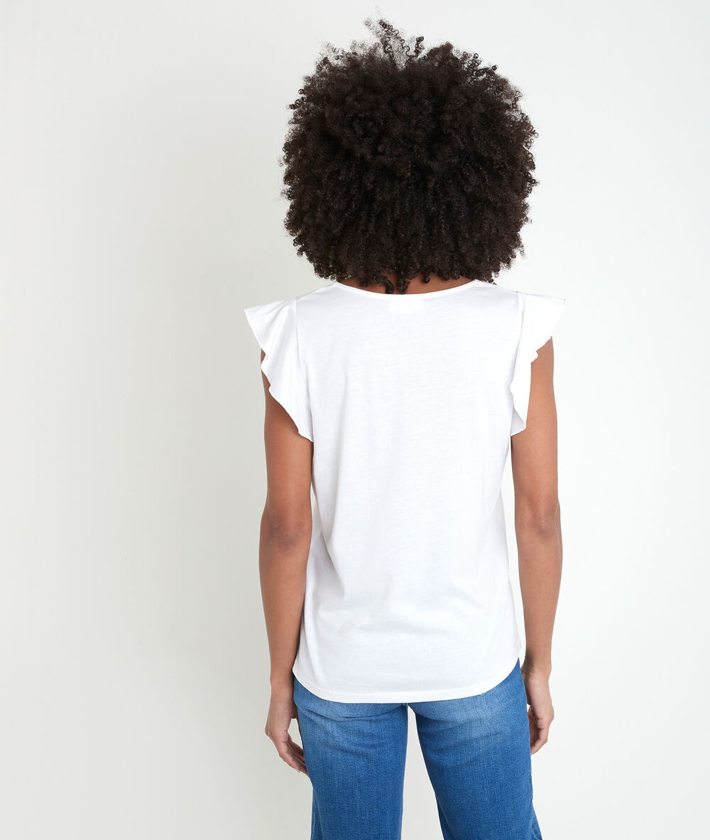 Tee-shirt écru encolure fantaisie iwhite ecru.