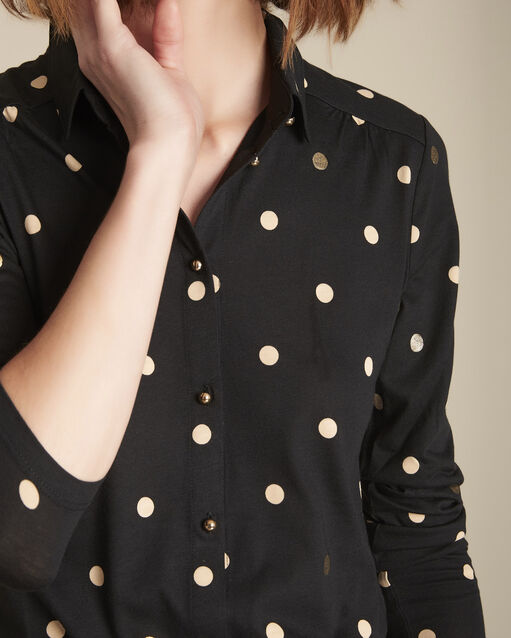 Chemise en jersey imprimé pois celia noir.