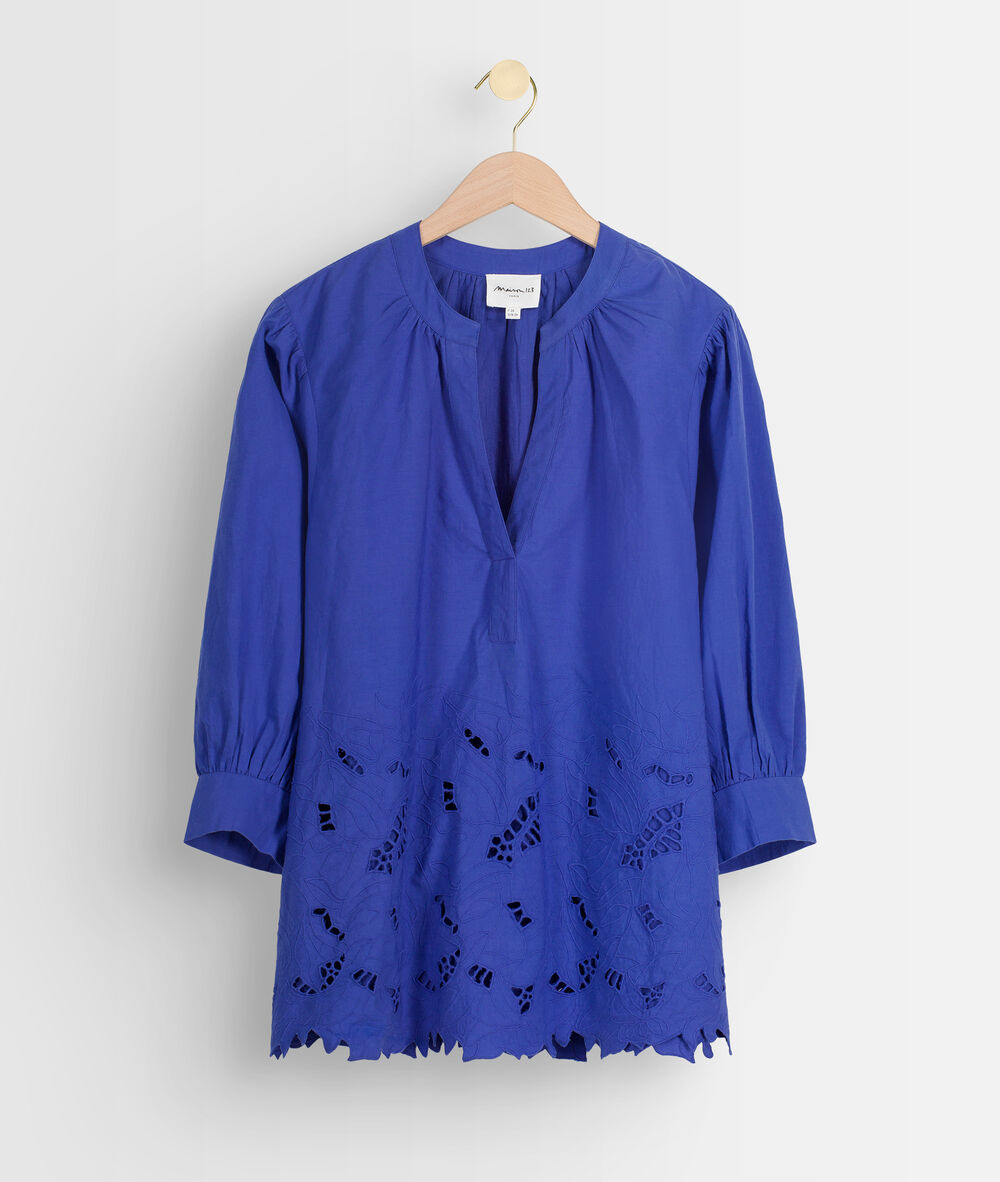 Blouse large en coton brodé myosotis aaron myosotis.