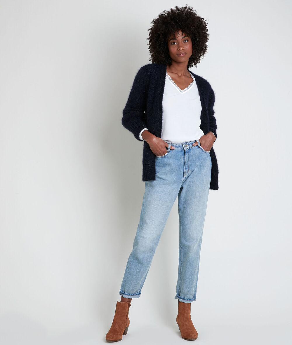 Gilet en mohair m&eacute;lang&eacute; marine rozelle marine.