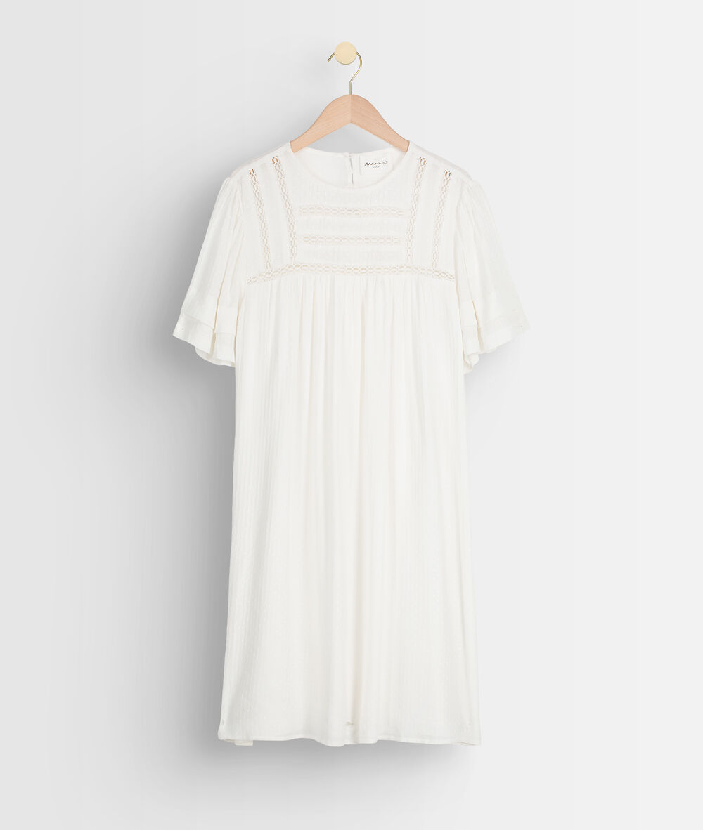 Robe ample avec dentelle blanche sarah ecru.