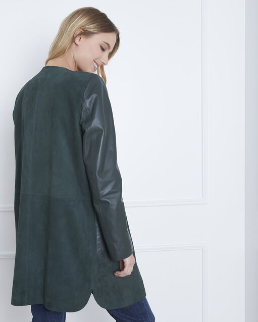Manteau vert foncé en cuir dtamara foret.