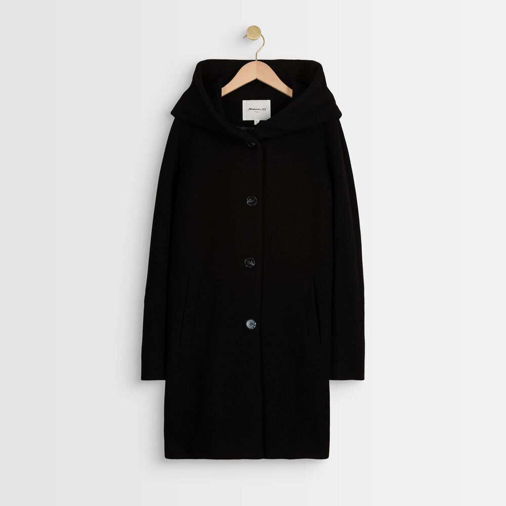 Manteau en laine mélangé noir ocea noir.