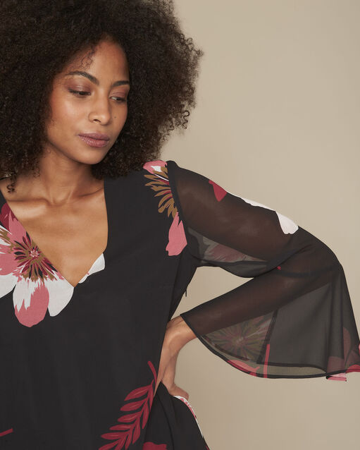 Robe imprimé fleuri astrid noir.