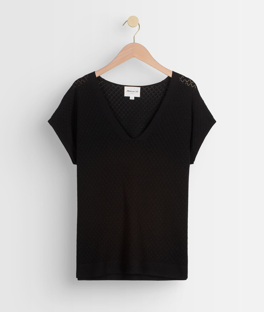 Pull viscose ecovero® ajouré noir aline noir.